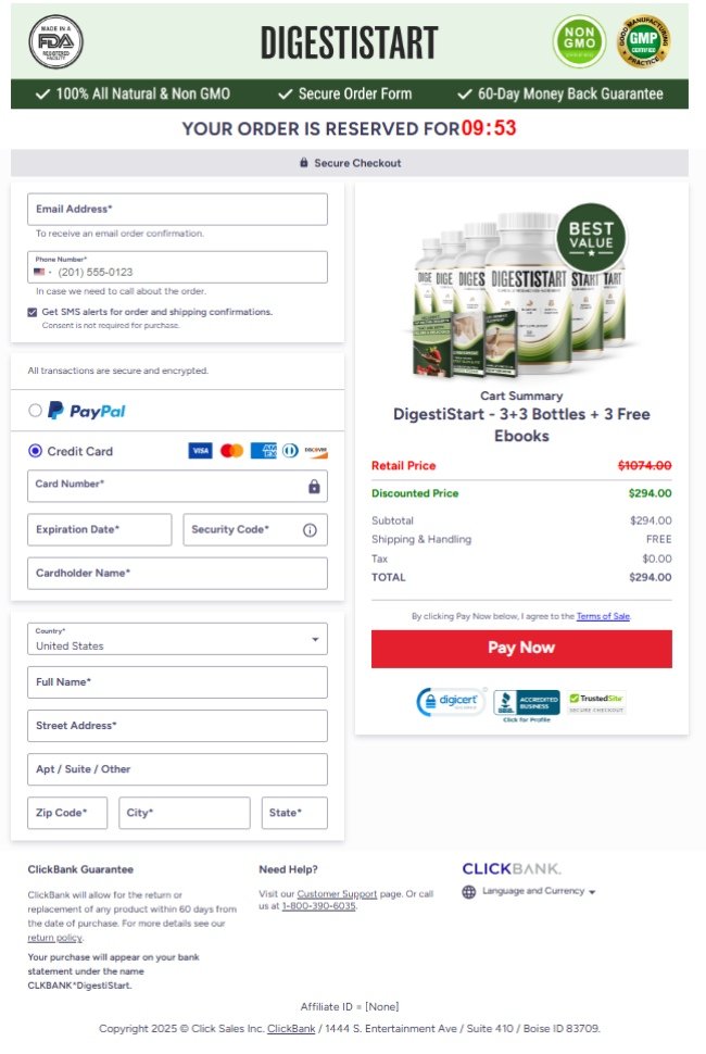 DigestiStart Official Website Secure Order Page